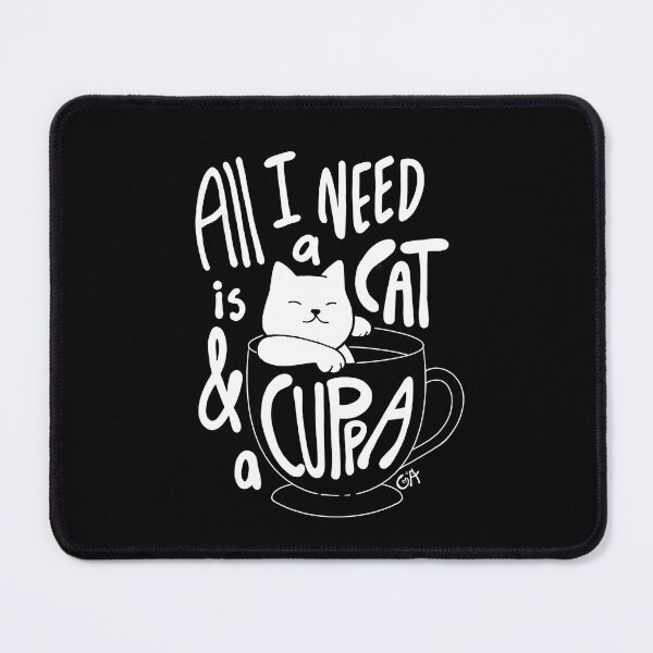 Item preview, Copy of A Cat and A Cuppa - White on Black designed and sold by sagm.