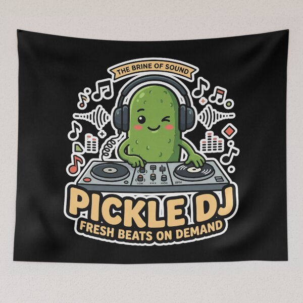 Item preview, Pickle DJ Cute Kawaii Music Producer Funny Food Pun designed and sold by Basma Designs | Funny Shirts, Stickers & Mugs.