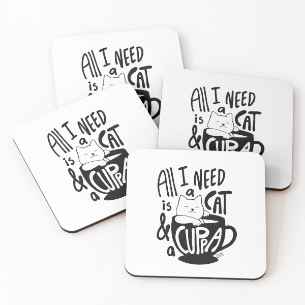 Item preview, Copy of Copy of A Cat and A Cuppa - Black on White designed and sold by sagm.