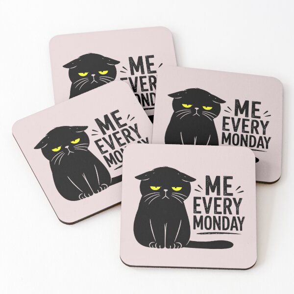 Item preview, Me Every Monday Grumpy Black Cat Bold Monday Mood Sarcastic Humor Art designed and sold by PrintAura15.