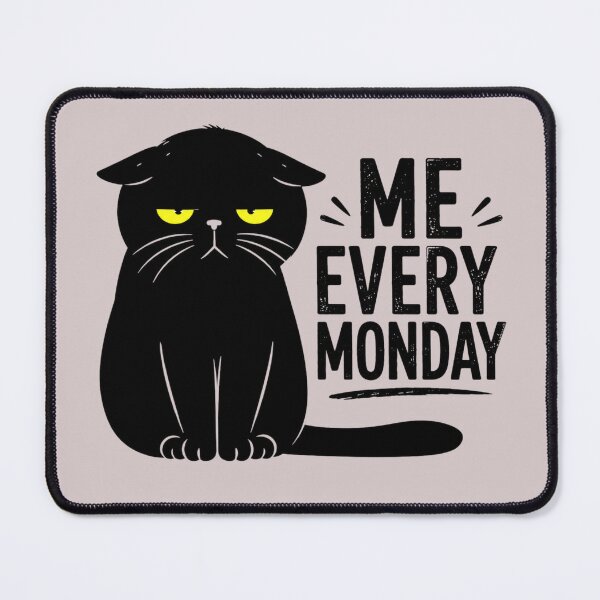 Item preview, Me Every Monday Grumpy Black Cat Bold Monday Mood Sarcastic Humor Art designed and sold by PrintAura15.