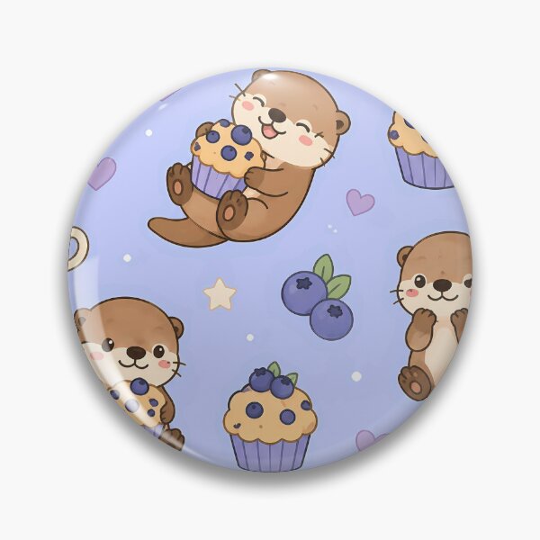 Item preview, Cozy Otter Blueberry Muffin Kawaii Pattern designed and sold by Soft Berry Studio.