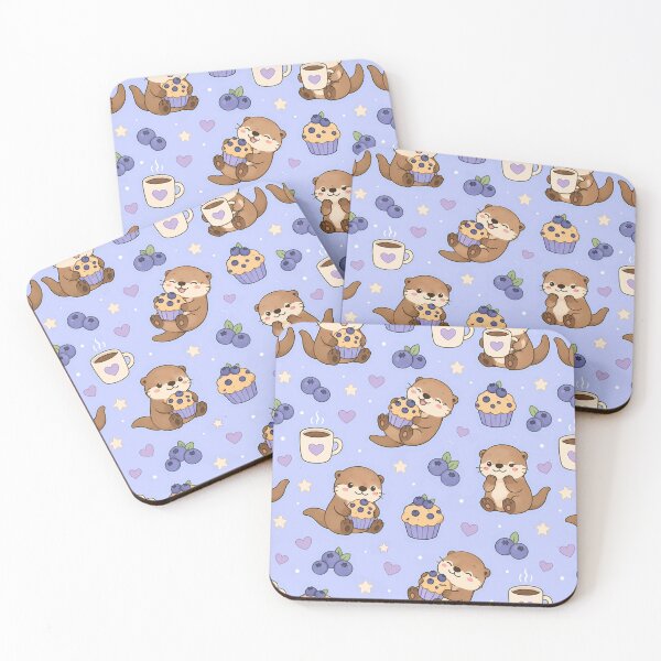 Item preview, Cozy Otter Blueberry Muffin Kawaii Pattern designed and sold by Soft Berry Studio.