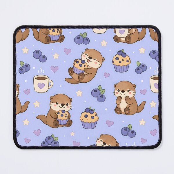 Item preview, Cozy Otter Blueberry Muffin Kawaii Pattern designed and sold by Soft Berry Studio.