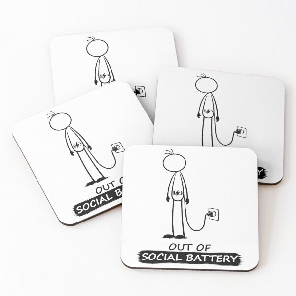 Item preview, Out Of Social Battery Stick Figure designed and sold by Pebl-Co.