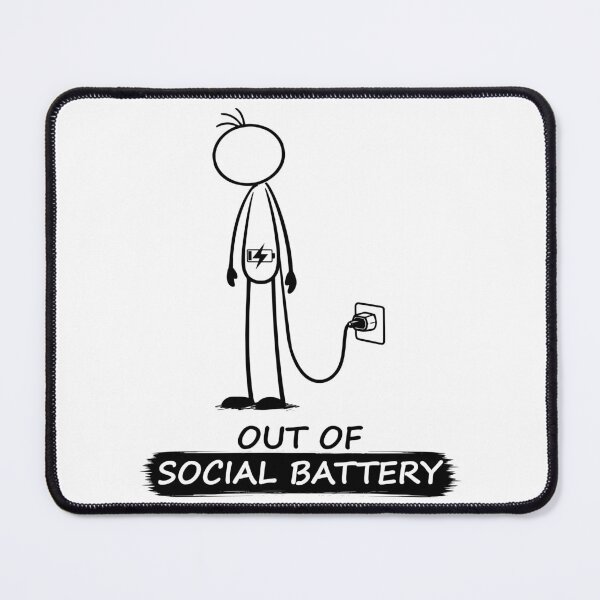 Item preview, Out Of Social Battery Stick Figure designed and sold by Pebl-Co.