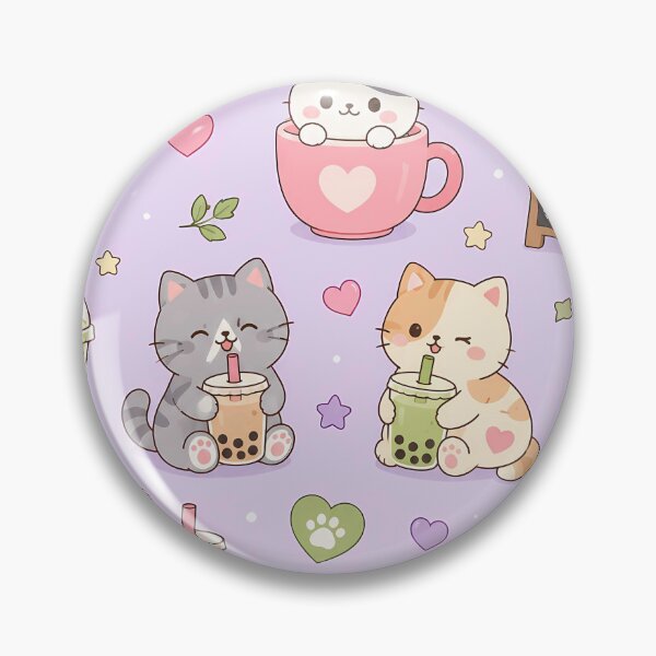 Item preview, Cozy Cat Bubble Tea Kawaii Pattern designed and sold by Soft Berry Studio.