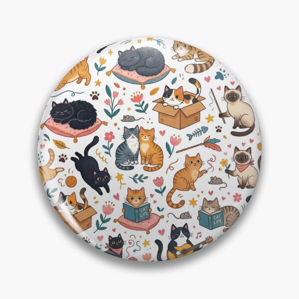 Item preview, Cute Aesthetic Cat Pattern - Kawaii Kitten Doodle Art designed and sold by MedRoh.