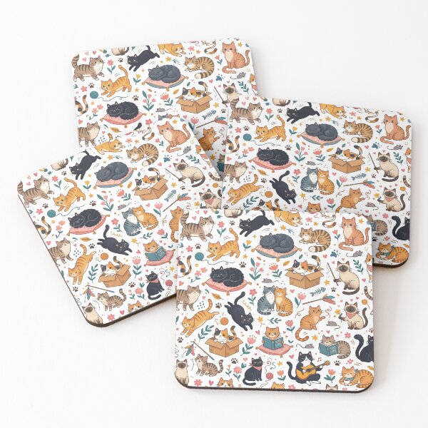 Item preview, Cute Aesthetic Cat Pattern - Kawaii Kitten Doodle Art designed and sold by MedRoh.