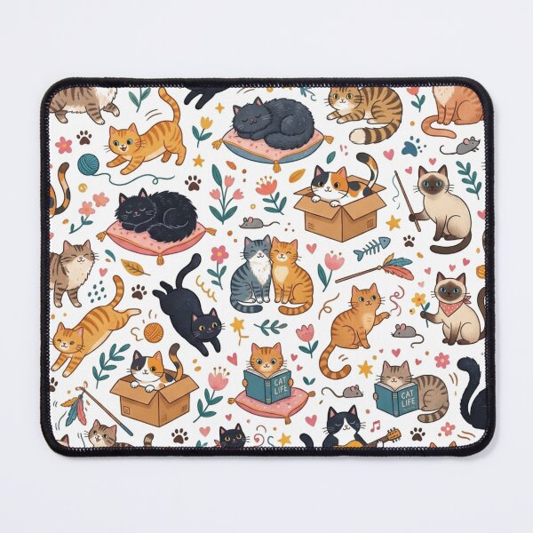 Item preview, Cute Aesthetic Cat Pattern - Kawaii Kitten Doodle Art designed and sold by MedRoh.