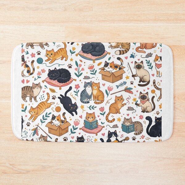 Item preview, Cute Aesthetic Cat Pattern - Kawaii Kitten Doodle Art designed and sold by MedRoh.