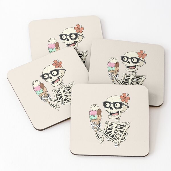 Item preview, Funny Skeleton Eating Ice Cream Summer Goth Kawaii Art designed and sold by Cipher & Soul.