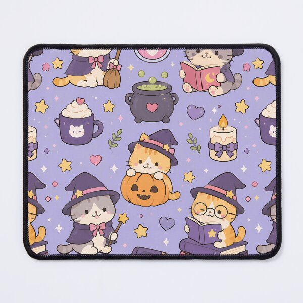 Item preview, Kawaii Witchy Cat Magic Pattern designed and sold by Soft Berry Studio.