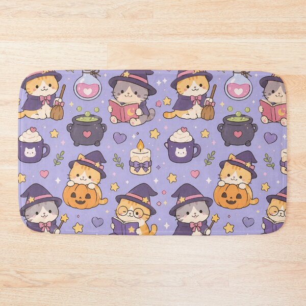 Item preview, Kawaii Witchy Cat Magic Pattern designed and sold by Soft Berry Studio.