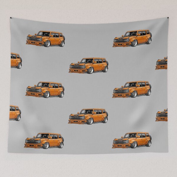 Item preview, Custom Ford Bronco Raptor Lowered Orange Widebody SUV Illustration designed and sold by Motorline44.