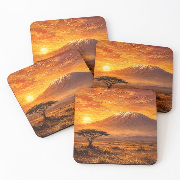 Item preview, Kilimanjaro Sunset — African Savanna Oil Painting Wall Art designed and sold by Martin's_Design.