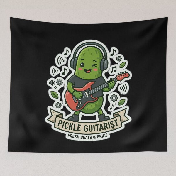 Item preview, Pickle Guitarist Cute Kawaii Rock Musician Funny Food Pun designed and sold by Basma Designs | Retro, Kawaii Shirts & Stickers.