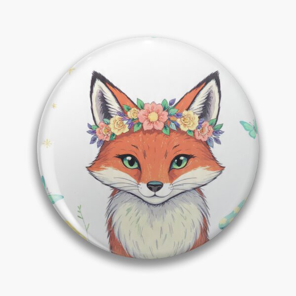 Item preview, Wild Fox Vibes Cottagecore Fox Floral Crown Mushroom Art designed and sold by BodaZZ.