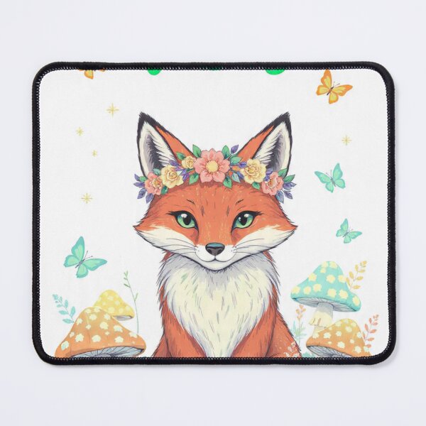 Item preview, Wild Fox Vibes Cottagecore Fox Floral Crown Mushroom Art designed and sold by BodaZZ.