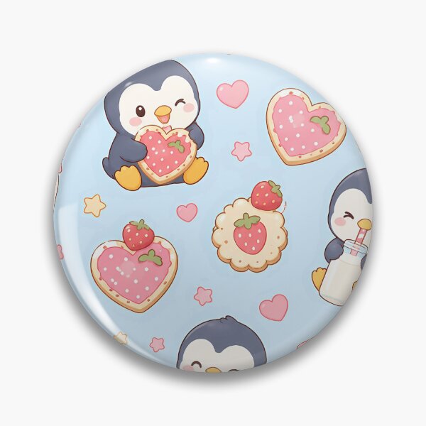 Item preview, Penguin Strawberry Cookie Kawaii Pattern designed and sold by Soft Berry Studio.