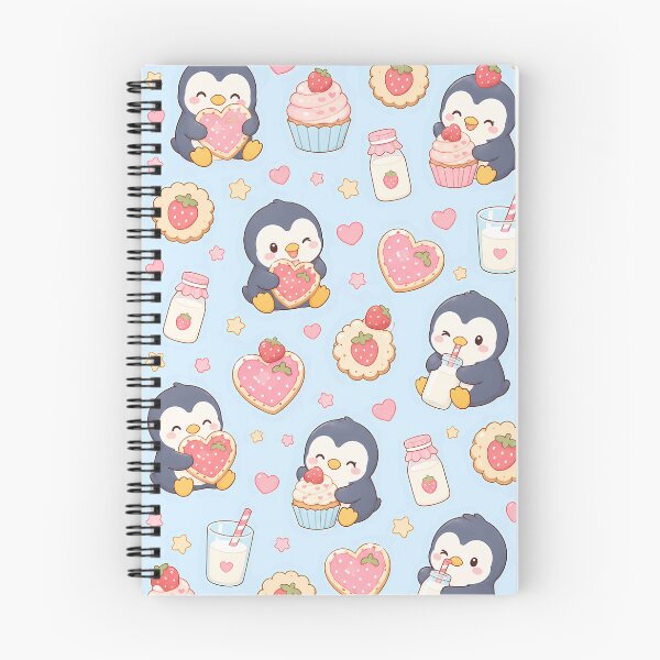 Item preview, Penguin Strawberry Cookie Kawaii Pattern designed and sold by Soft Berry Studio.