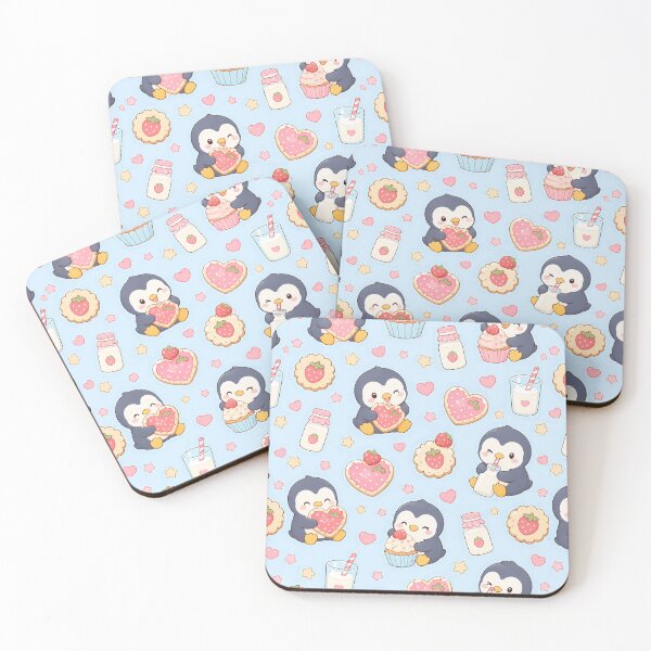 Item preview, Penguin Strawberry Cookie Kawaii Pattern designed and sold by Soft Berry Studio.