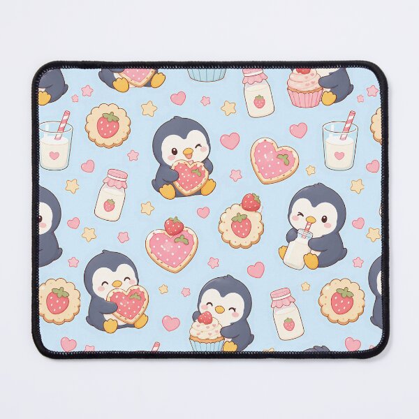 Item preview, Penguin Strawberry Cookie Kawaii Pattern designed and sold by Soft Berry Studio.