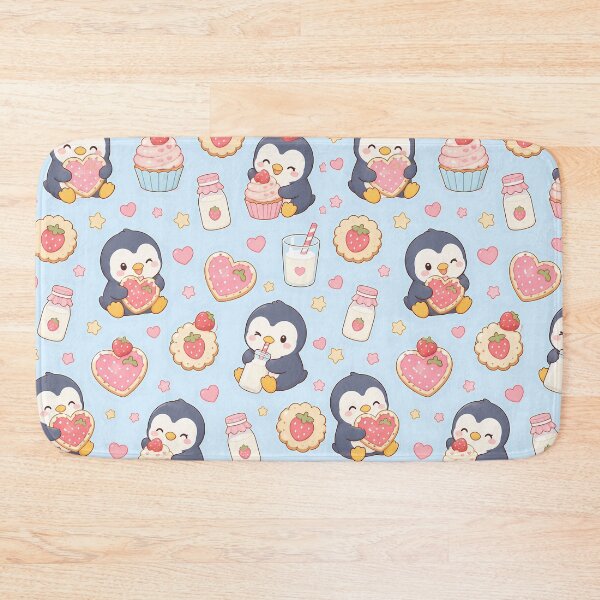 Item preview, Penguin Strawberry Cookie Kawaii Pattern designed and sold by Soft Berry Studio.
