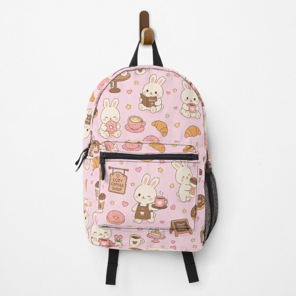 Item preview, Bunny Cozy Coffee Shop Kawaii Pattern designed and sold by Soft Berry Studio.