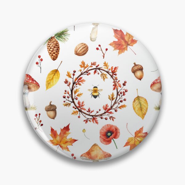 Item preview, Autumn Wreath Watercolor Pattern | Mushrooms, Leaves & Cozy Forest designed and sold by HelgaCraftery.
