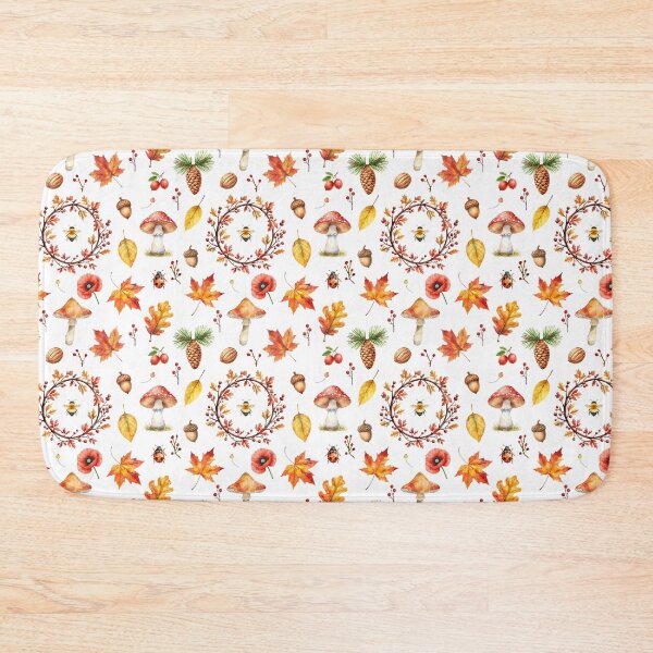 Item preview, Autumn Wreath Watercolor Pattern | Mushrooms, Leaves & Cozy Forest designed and sold by HelgaCraftery.