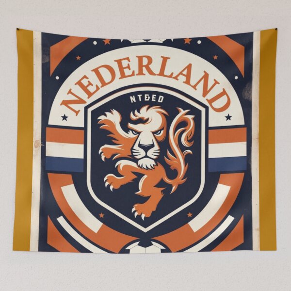 Item preview, Netherlands Lion Retro Crest soccer illustration  designed and sold by Nexus Space.