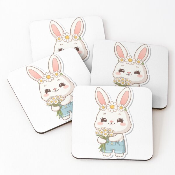 Item preview, Kawaii Bunny with Daisy Crown | Cute Floral Rabbit Sticker designed and sold by Stylestickers55.