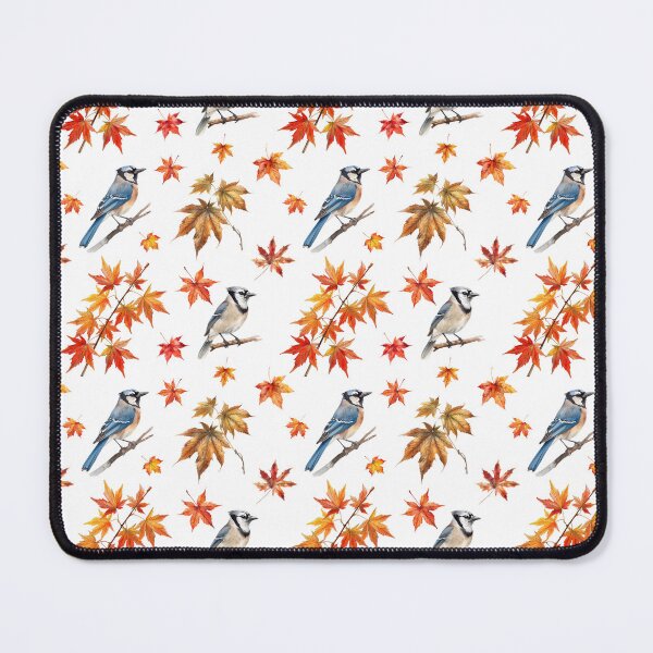 Item preview, Autumn Birds Watercolor Pattern | Blue Jay & Fall Leaves Design designed and sold by HelgaCraftery.