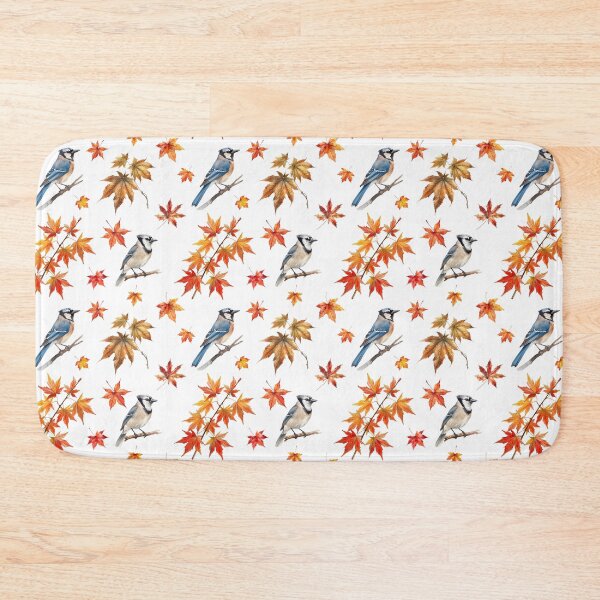 Item preview, Autumn Birds Watercolor Pattern | Blue Jay & Fall Leaves Design designed and sold by HelgaCraftery.
