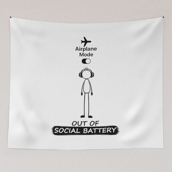 Item preview, Out Of Social Battery Stick Figure designed and sold by Pebl-Co.