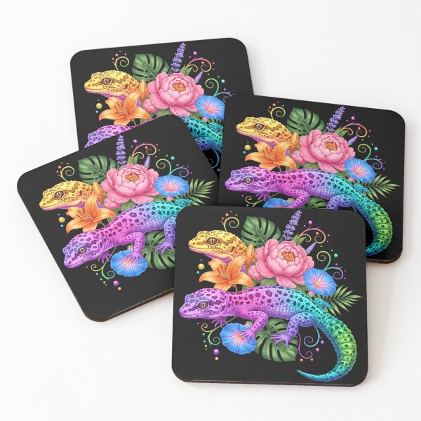 Item preview, Colorful Cute Leopard Gecko Flowers Rainbow designed and sold by CutOutIdols.