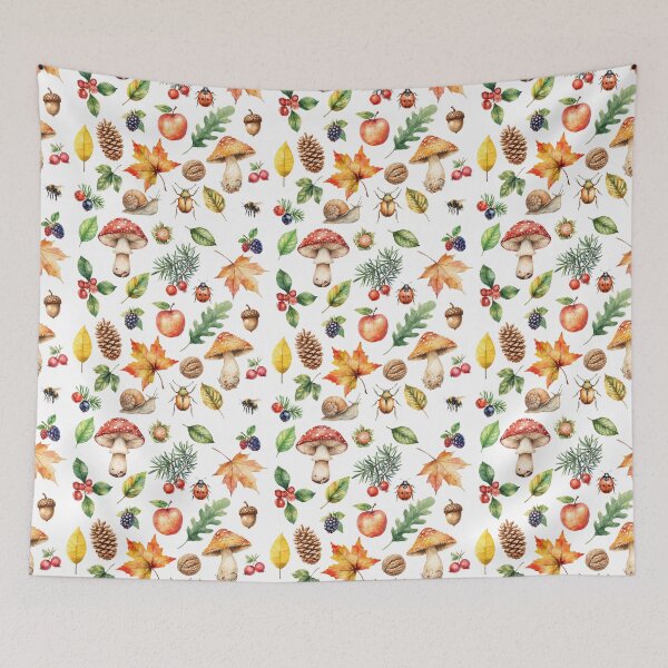 Item preview, Autumn Forest Watercolor Pattern | Mushrooms, Berries & Woodland Life designed and sold by HelgaCraftery.