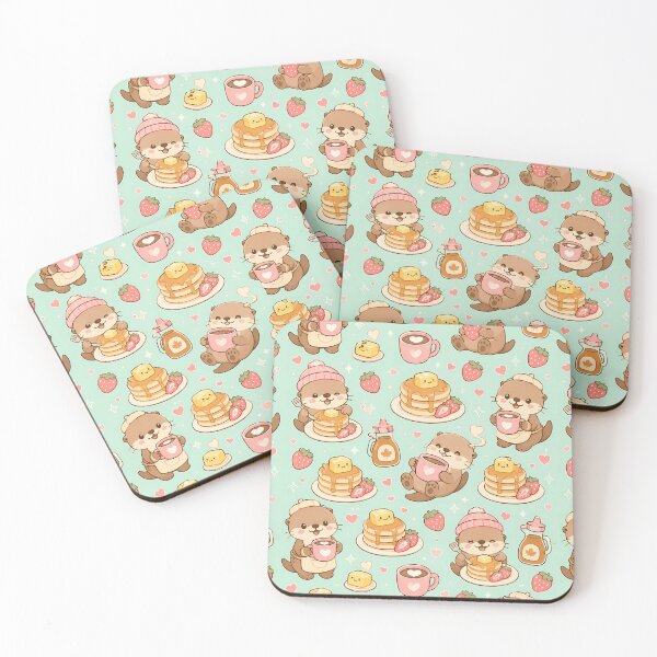 Item preview, Cozy Otter Pancake Cafe Kawaii Pattern designed and sold by Soft Berry Studio.