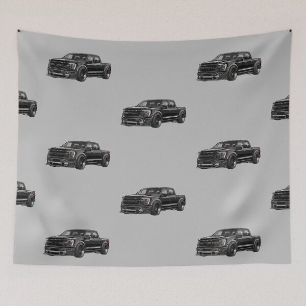Item preview, Custom Ford F-150 Raptor R Lowered Black Crew Cab Truck Illustration designed and sold by Motorline44.