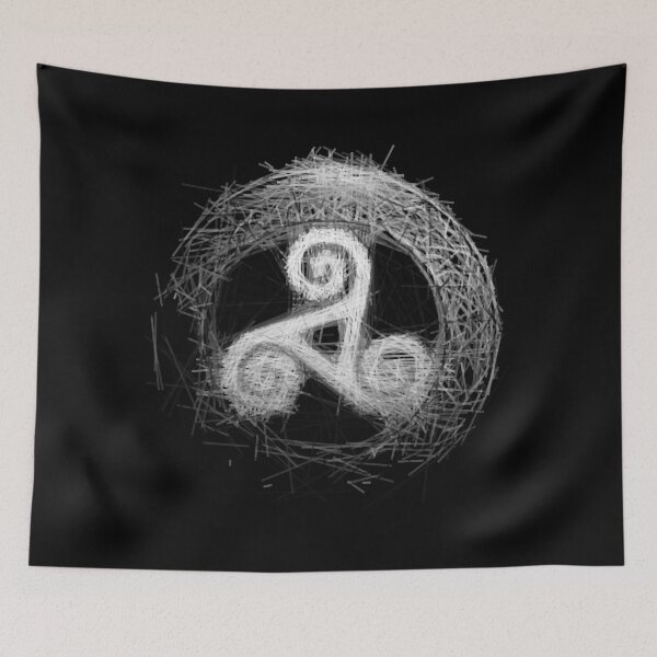 Item preview, Sacred Geometry Triskelion - Monochrome Scratchy Motif designed and sold by H Jonas.