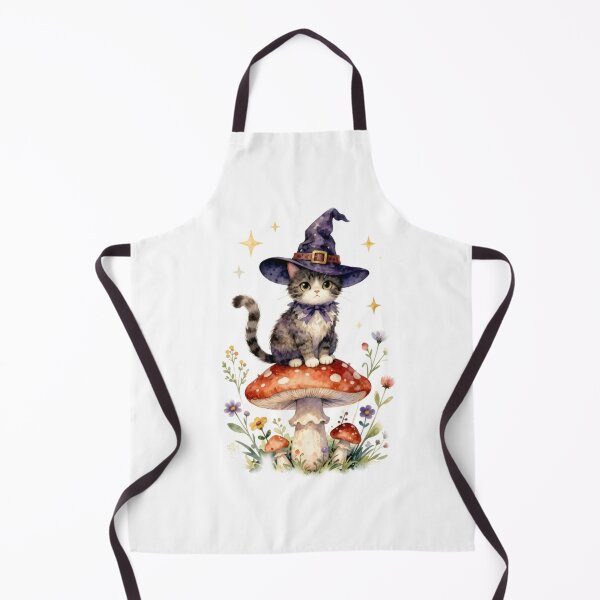 Item preview, Cute Witch Cat on Mushroom Watercolor Illustration designed and sold by Artgirldhanya.
