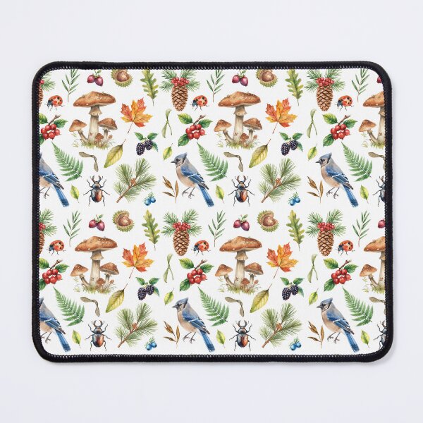 Item preview, Autumn Woodland Watercolor Pattern | Blue Jay, Mushrooms & Forest Nature designed and sold by HelgaCraftery.
