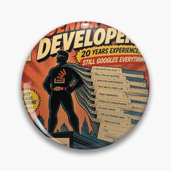 Item preview, Senior Developer Still Googles Everything - Funny Programmer Superhero Shirt designed and sold by Geek Tracy Shop.