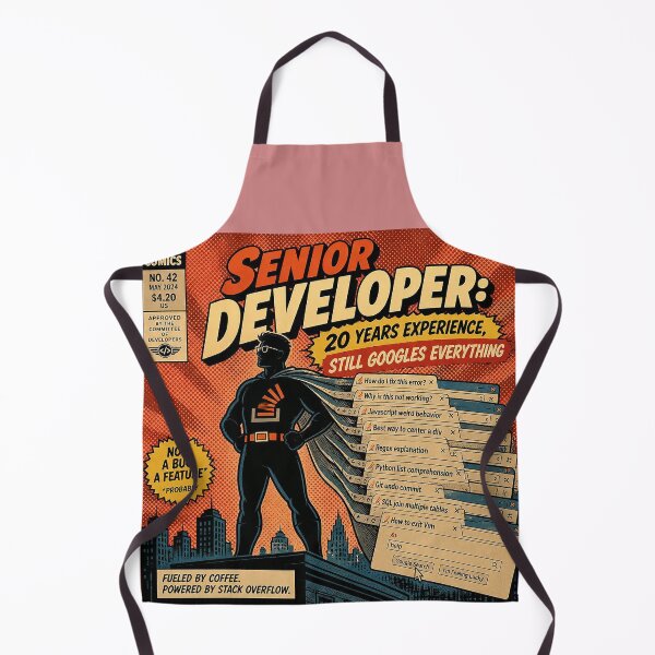 Item preview, Senior Developer Still Googles Everything - Funny Programmer Superhero Shirt designed and sold by Geek Tracy Shop.
