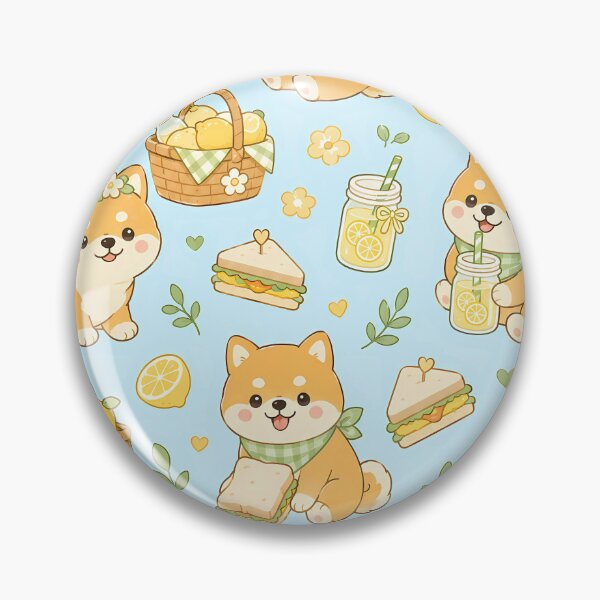 Item preview, Shiba Inu Lemon Picnic Kawaii Pattern designed and sold by Soft Berry Studio.