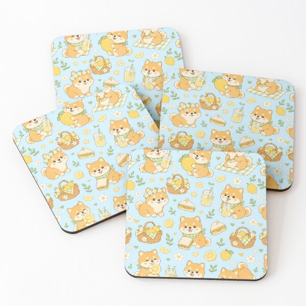 Item preview, Shiba Inu Lemon Picnic Kawaii Pattern designed and sold by Soft Berry Studio.