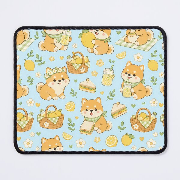 Item preview, Shiba Inu Lemon Picnic Kawaii Pattern designed and sold by Soft Berry Studio.