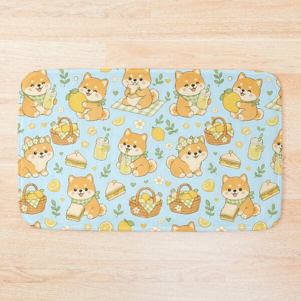 Item preview, Shiba Inu Lemon Picnic Kawaii Pattern designed and sold by Soft Berry Studio.