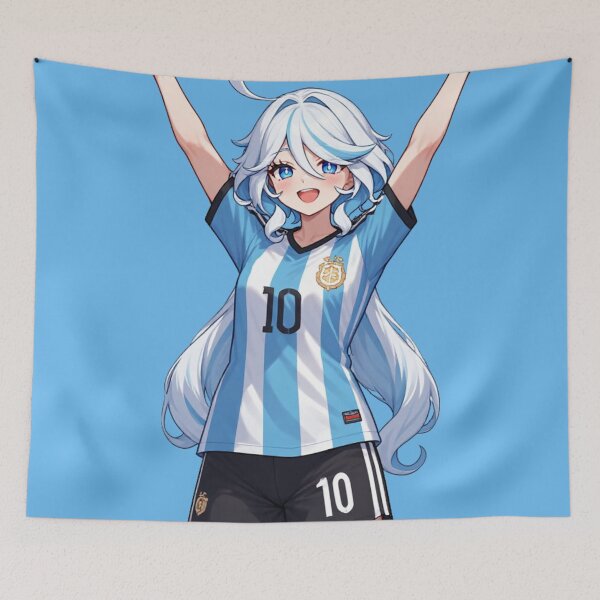 Item preview, Genshin Impact Furina Argentina Soccer Jersey 10 Art designed and sold by Jimakmo.